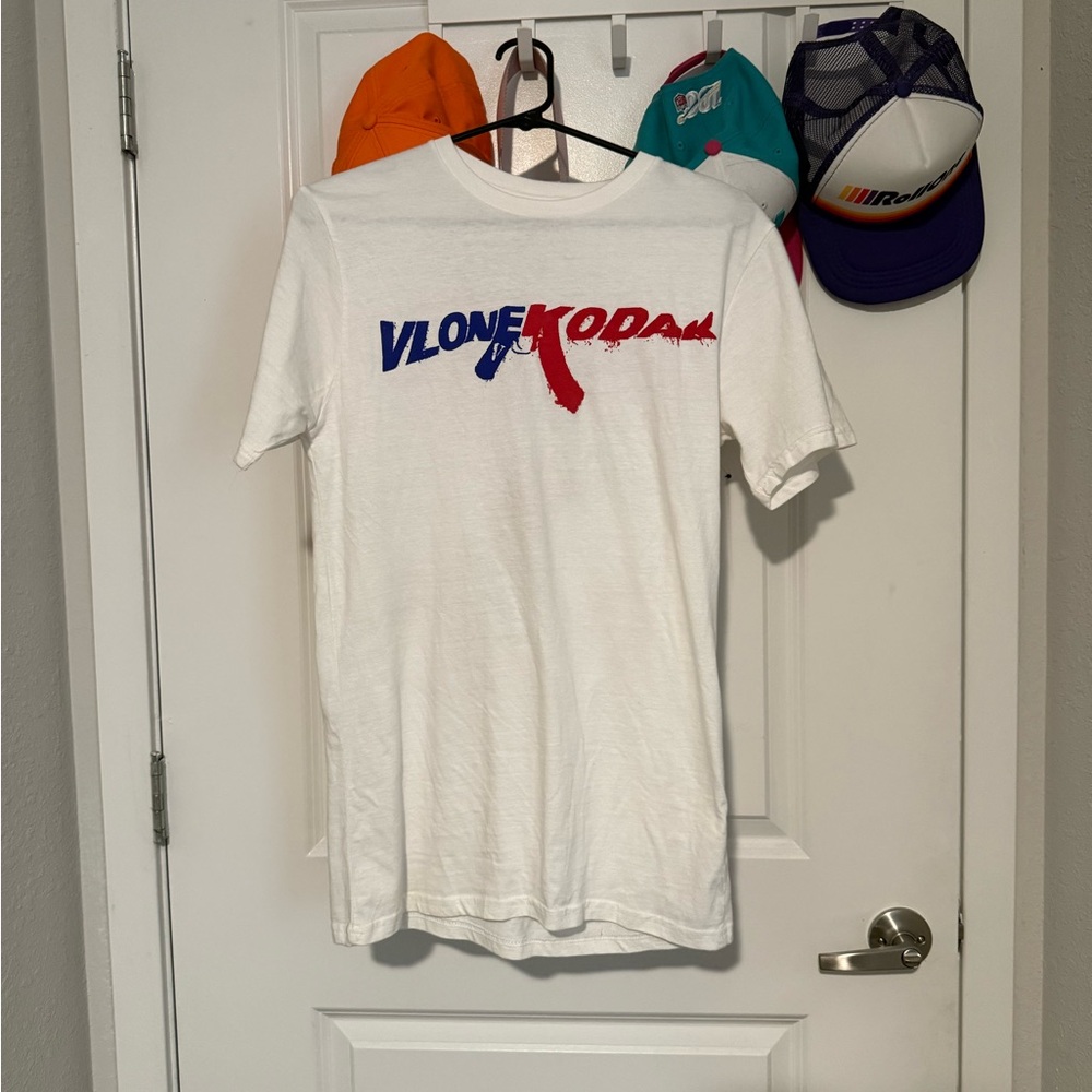 VLONE White T-Shirt with Blue and Red Graphic